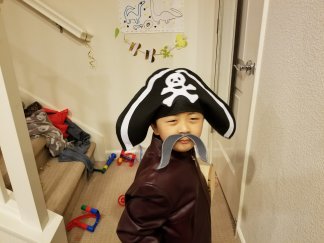 A pirate proud of his new moustache